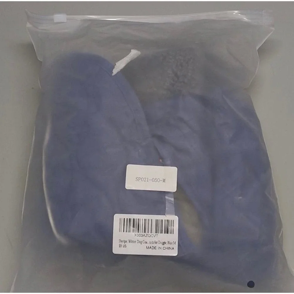Sheripe Blue Quilted Winter Dog Coat Fleece Lined Reflective Water Resistant M